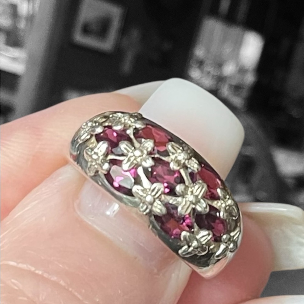 Michelle Albala 925 Silver & Amethyst Statement Ring